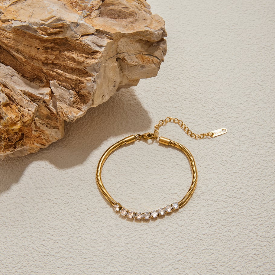 Bracelet chaîne luxueux en acier inoxydable doré pour femme, motif étoile, 1 pièce Image3