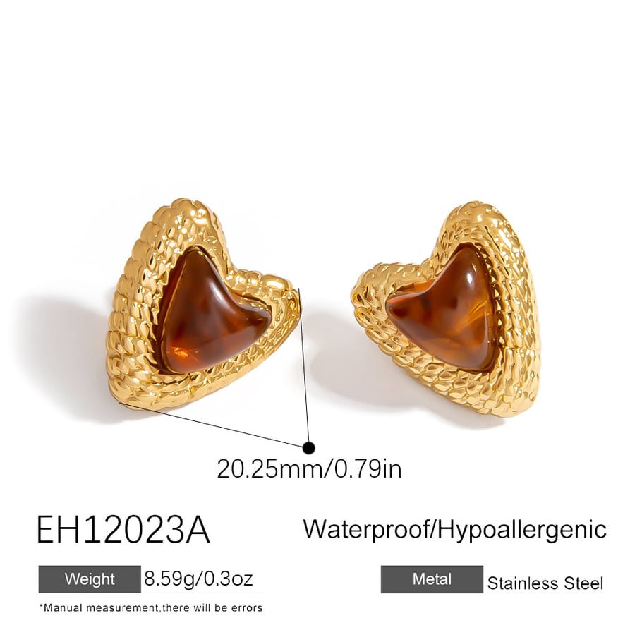 1 par de pendientes casuales de acero inoxidable con forma de corazón para mujer Imagen2