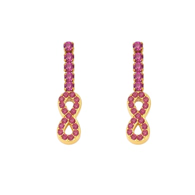 1 paio di lussuosi orecchini a bottone da donna in acciaio inossidabile a forma di infinito con zirconi color oro h5 