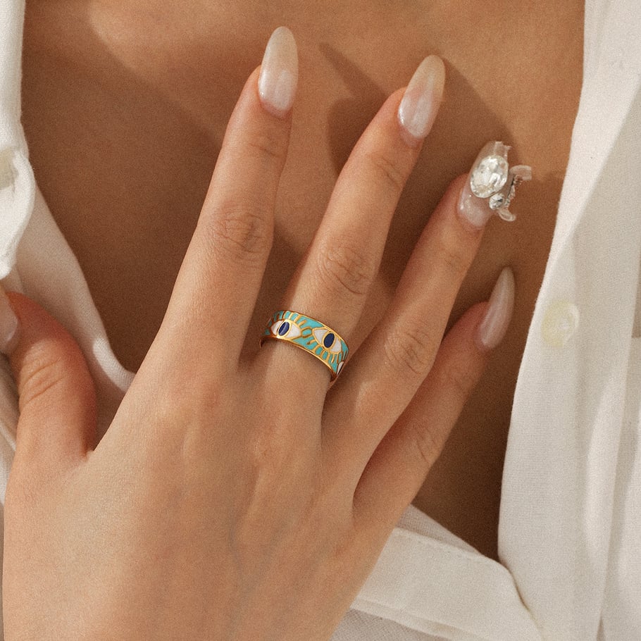 1 Piece Simple  Daily Mixed Color Stainless Steel  Gold Color  Statement Rings Picture5