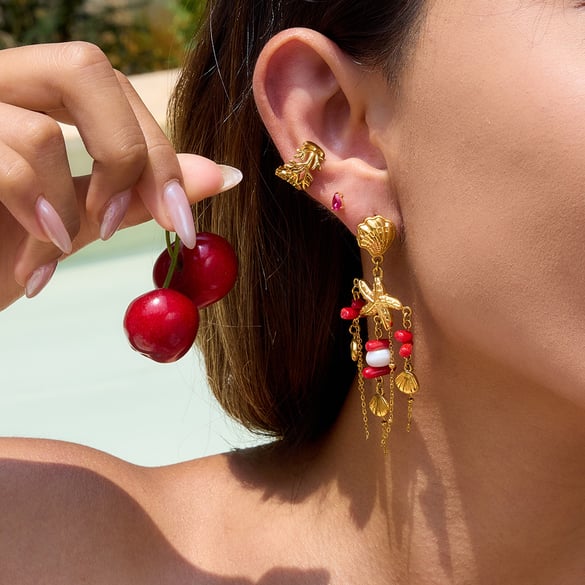 1 Pair Oceanic Natural Shell Stainless Steel Gold Color Women's Drop Earrings 2