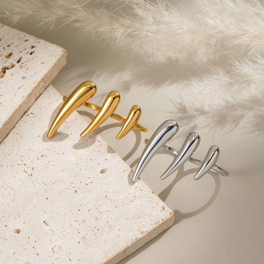 1 Piece Simple  Daily Irregular Shape Stainless Steel  Gold Color  Statement Rings Picture3
