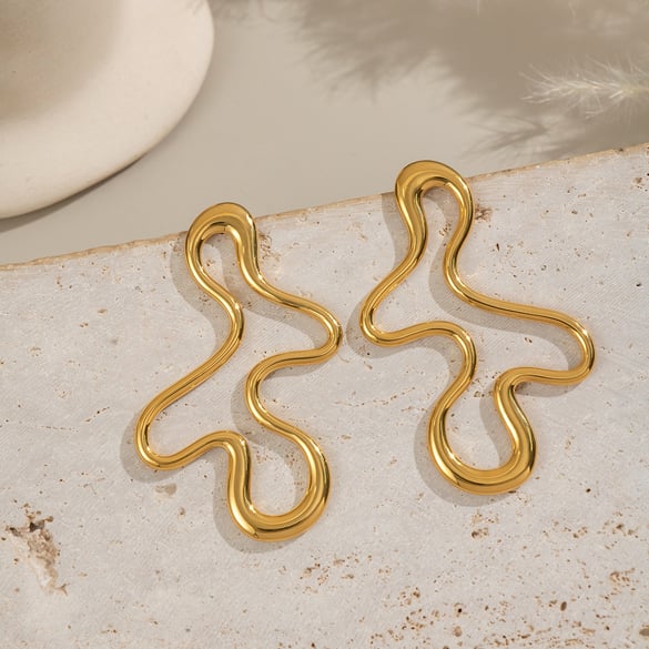 1 Pair  Casual Irregular Shape Stainless Steel  Women's Stud Earrings 2