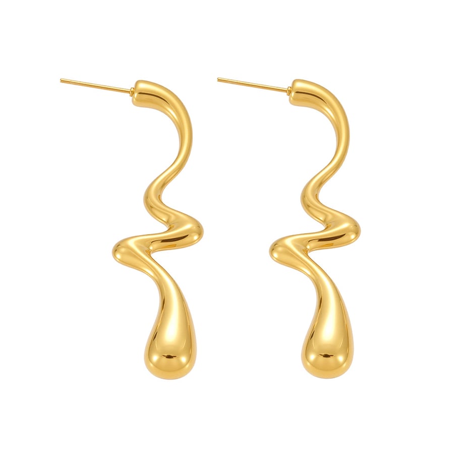 1 paio di orecchini pendenti da donna in acciaio inossidabile color oro dalla forma irregolare, adatti tutti i giorni 