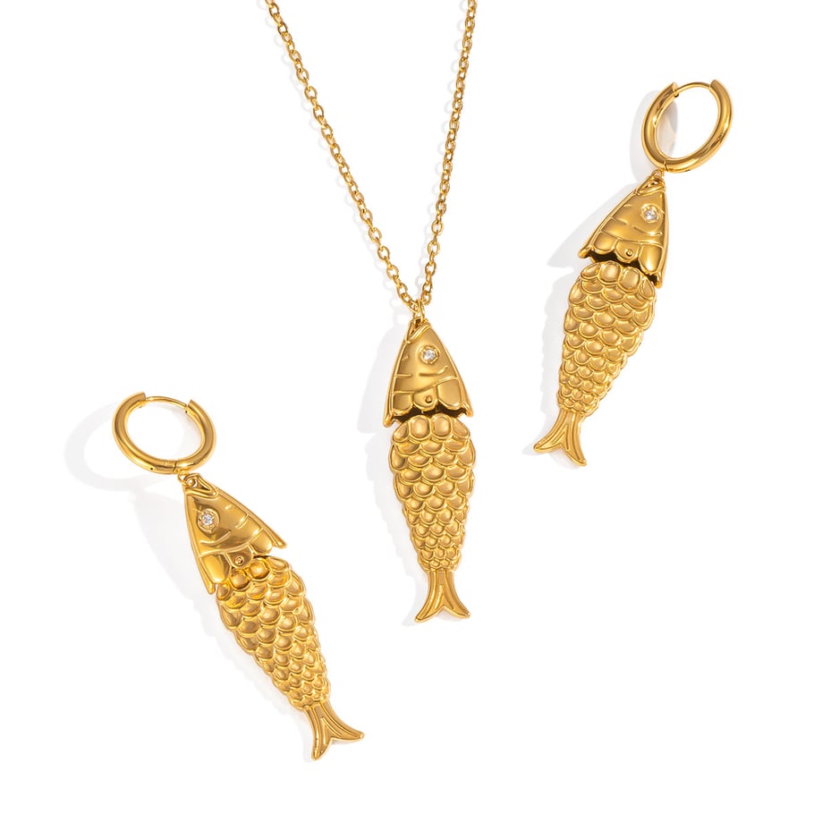 1 Piece Simple  Casual Fish Stainless Steel  Gold Color  Women's Pendant Necklaces Picture4