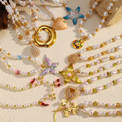 Collana con perline e ciondolo in smalto da 1 pezzo h5 Immagine2