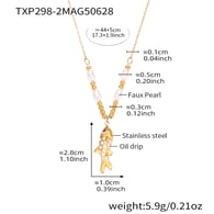 TXP298-2 White Fish Pendant Pearl Necklace 44+5cm Picture7
