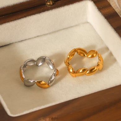 1 Pair Simple Series Daily Solid Color Stainless Steel  Statement Rings h5 Picture6