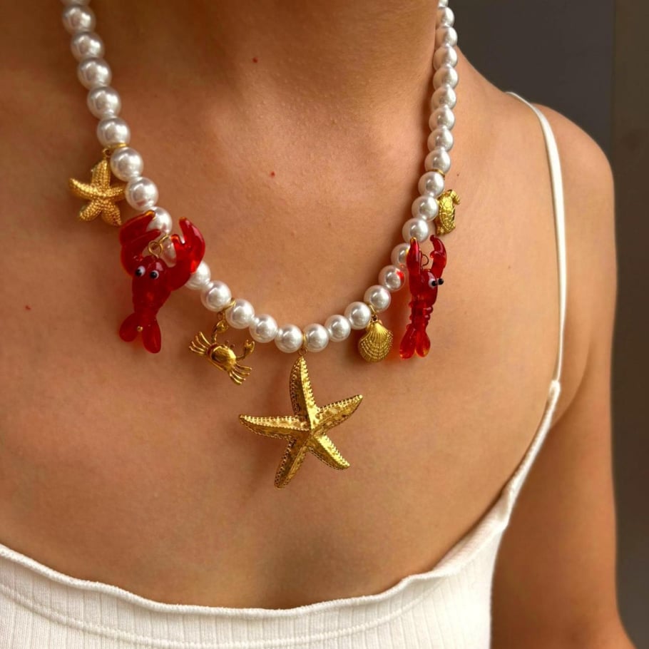 1 Piece Glaze Lobster Beaded Necklace Picture3