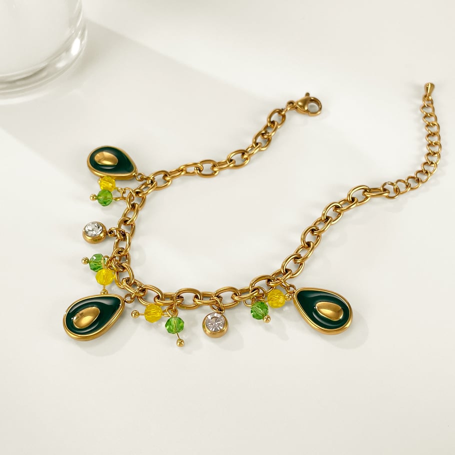 1 Piece Daily Avocado Stainless Steel Gold Color Women's Charm Bracelets Picture7