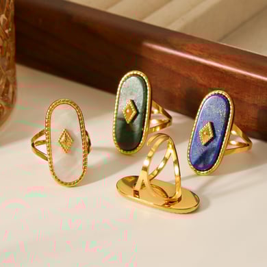 1 Stück Simple Series Täglich unregelmäßig geformte Statement-Ringe aus Edelstahl mit Muschel h5 Bild7