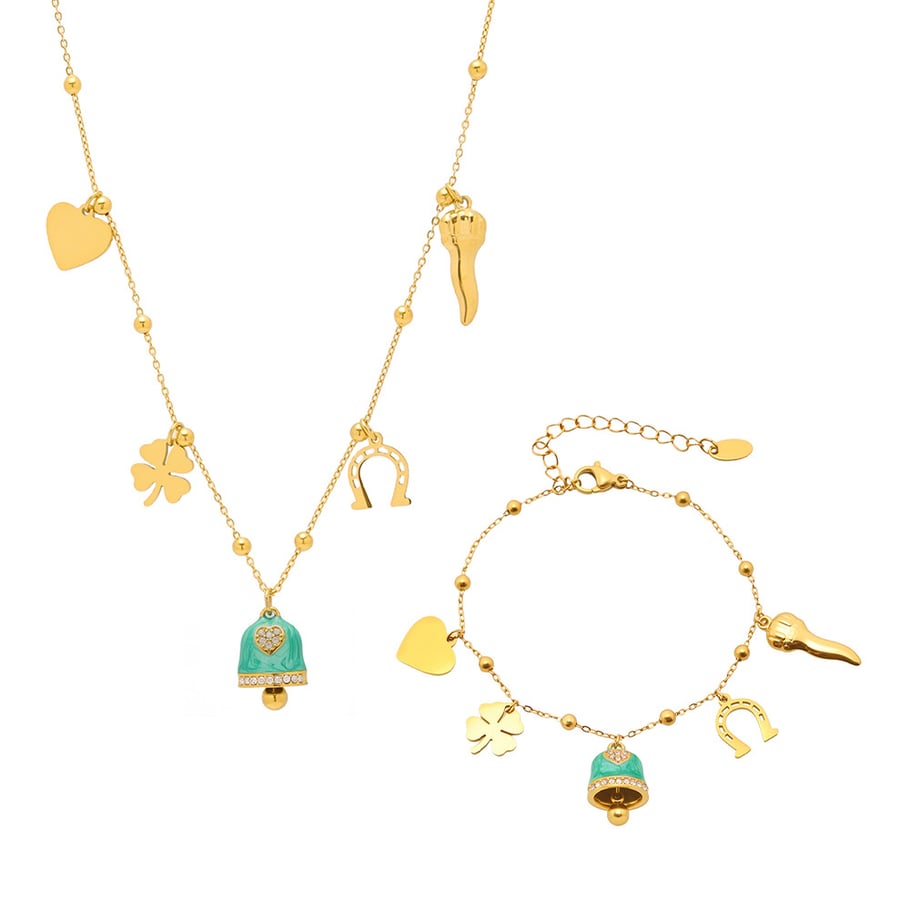 1 Piece Gorgeous Bell Stainless Steel Gold Color Women's Necklaces Sets Picture9