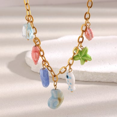 1 Piece Vacation Style Stainless Steel Gold Color Women's Pendant Necklaces h5 Picture3