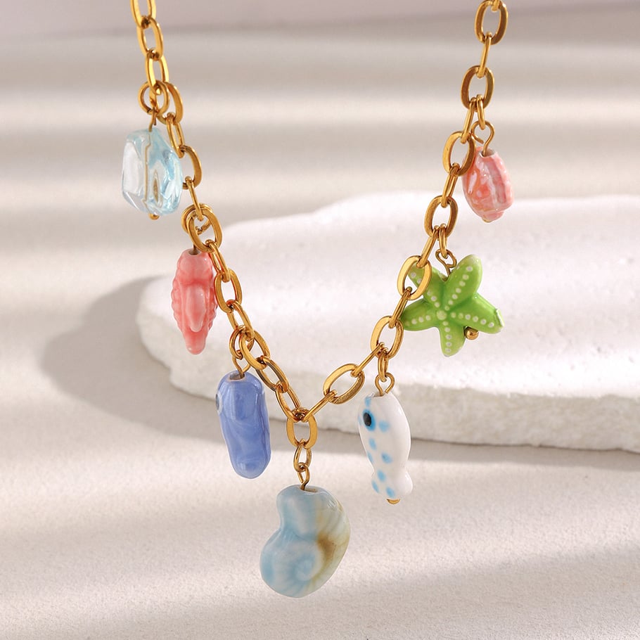 1 Piece Vacation Style Stainless Steel Gold Color Women's Pendant Necklaces Picture3