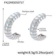 F422-Orecchini in acciaio smaltato blu Immagine6