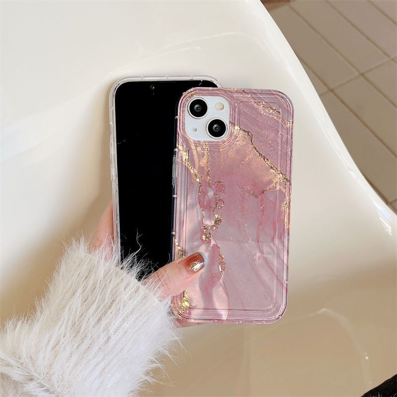 1 Pair High-grade Gradient Pearlescent Pink Phone Case Picture3