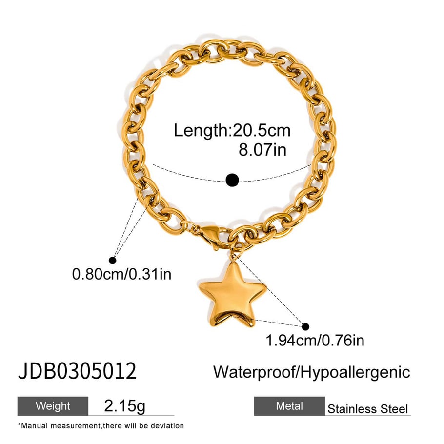 Star Stainless Steel Gold Color Pendant Necklaces 