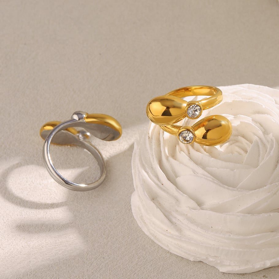 1 Piece Simple Series Casual Droplet Stainless Steel Gold Color Minimalist Rings Picture6
