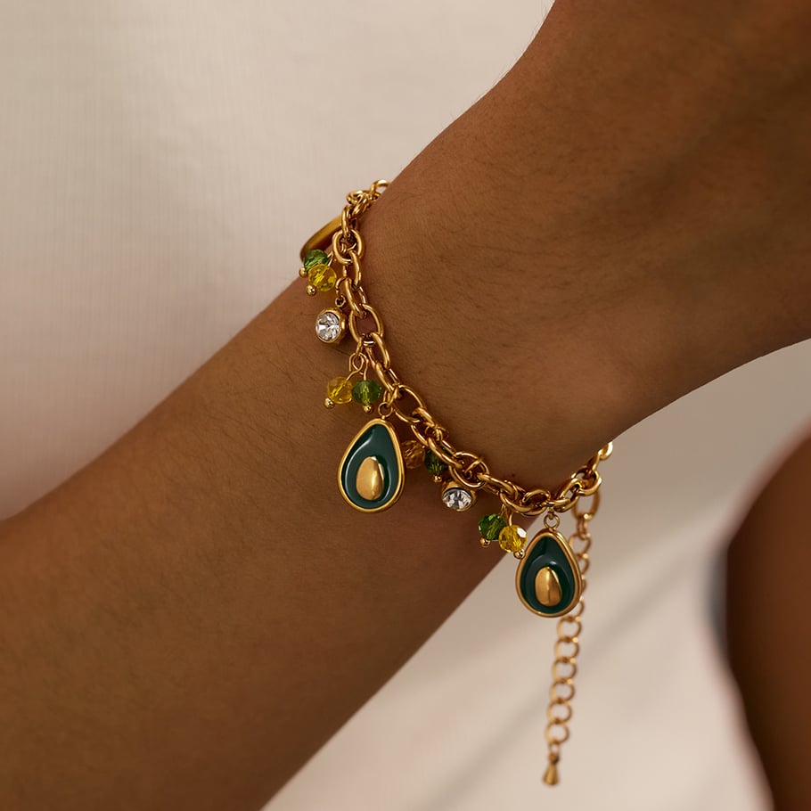 1 Piece Daily Avocado Stainless Steel Gold Color Women's Charm Bracelets Picture4