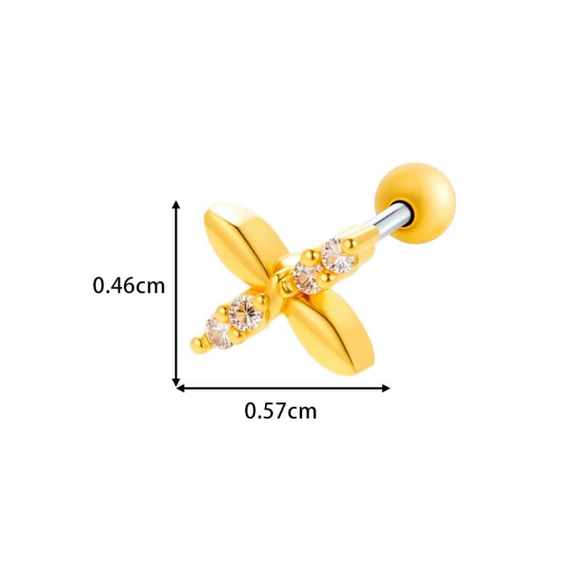 1 Piece Simple Rhombus Copper Gold Color Zircon Women's Piercing Earrings Picture2