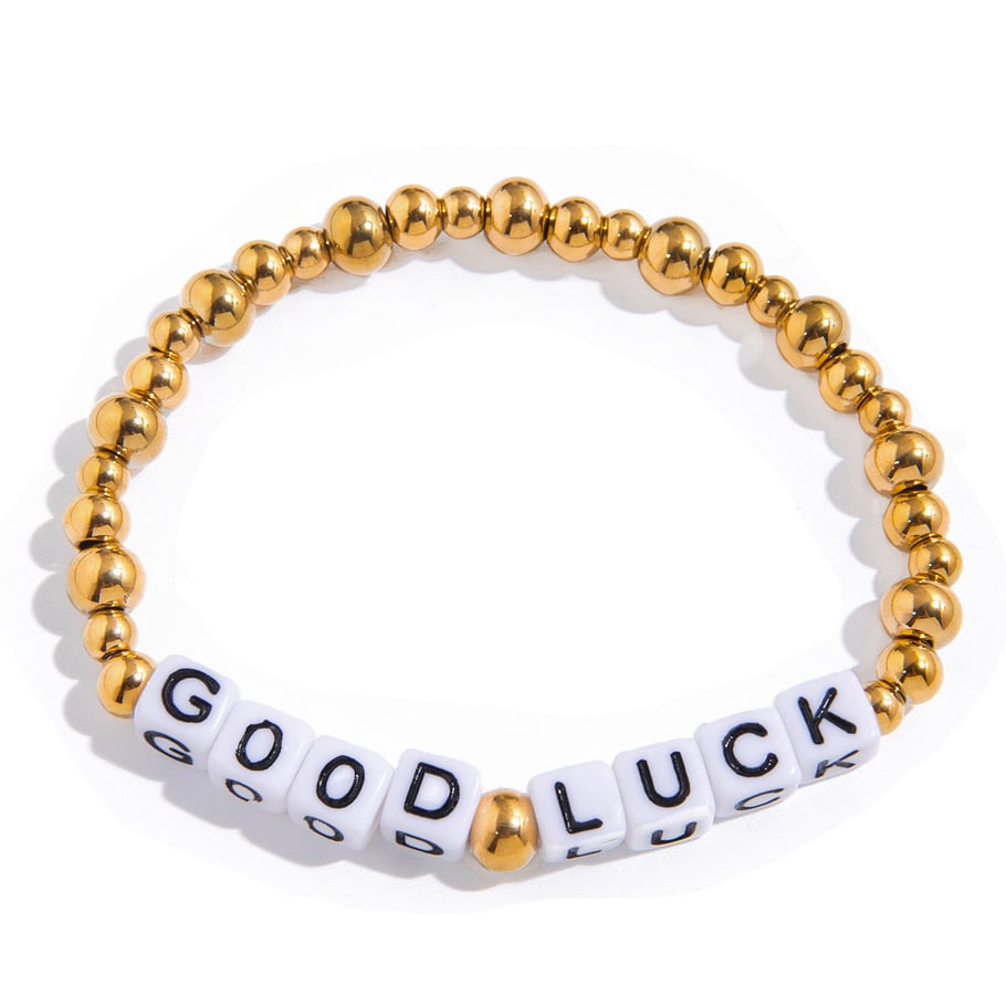 Bracelet à perles en acier inoxydable pour femme, motif lettre classique, 1 pièce 