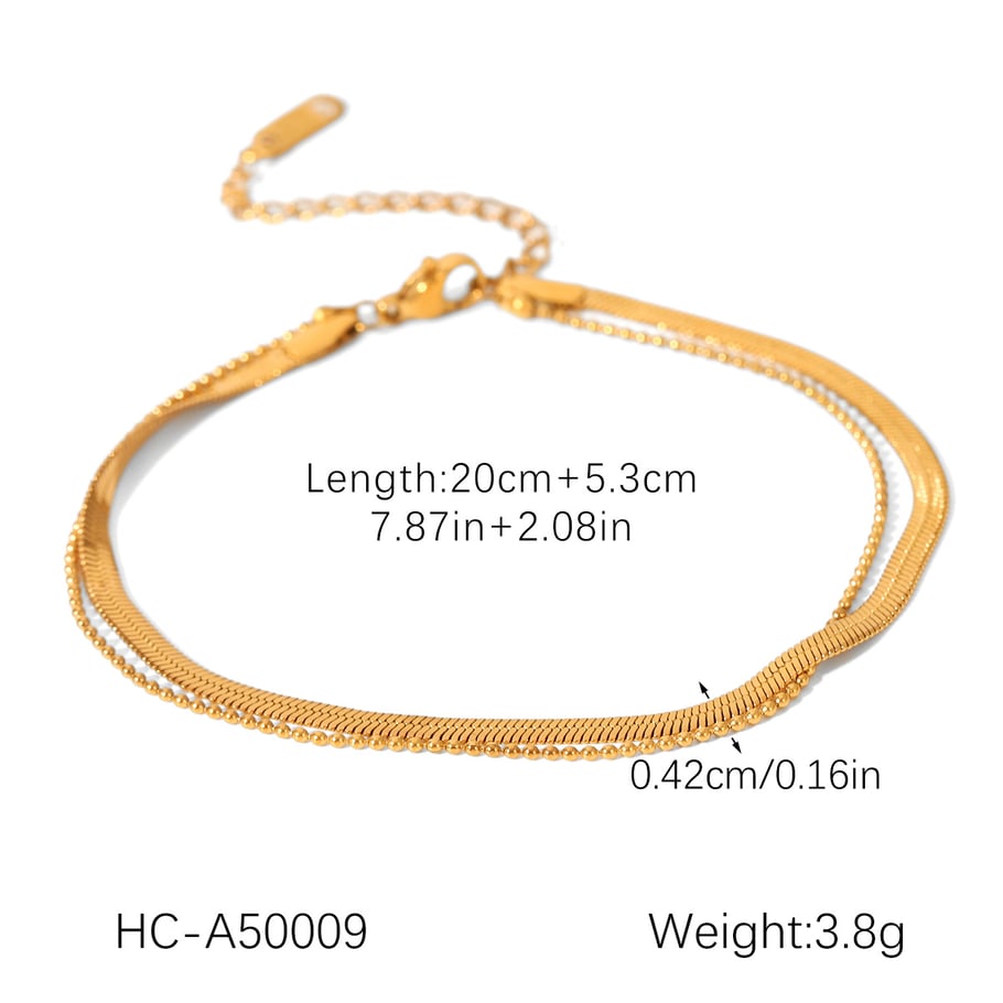 1 paar Simple Series Daily Solid Color roestvrijstalen goudkleurige enkelbandjes Afbeelding2