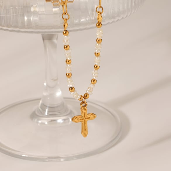 1 Pair Simple Series Daily Cross Stainless Steel  Women's Pendant Necklaces