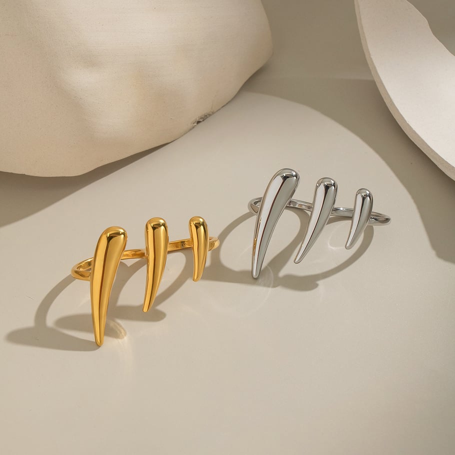 1 Piece Simple  Daily Irregular Shape Stainless Steel  Gold Color  Statement Rings Picture2