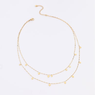 1 pezzo di collana a strati in acciaio inossidabile da donna, dalla forma irregolare e semplice, serie semplice h5 Immagine3