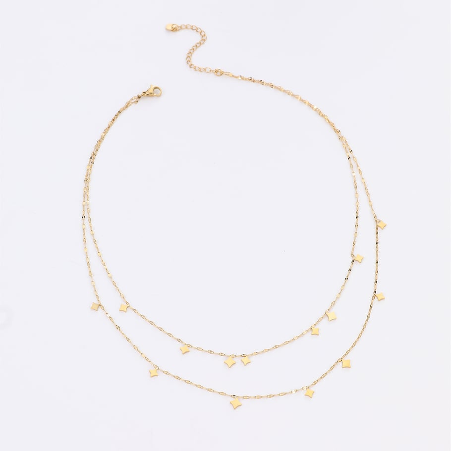 1 pezzo di collana a strati in acciaio inossidabile da donna, dalla forma irregolare e semplice, serie semplice Immagine3