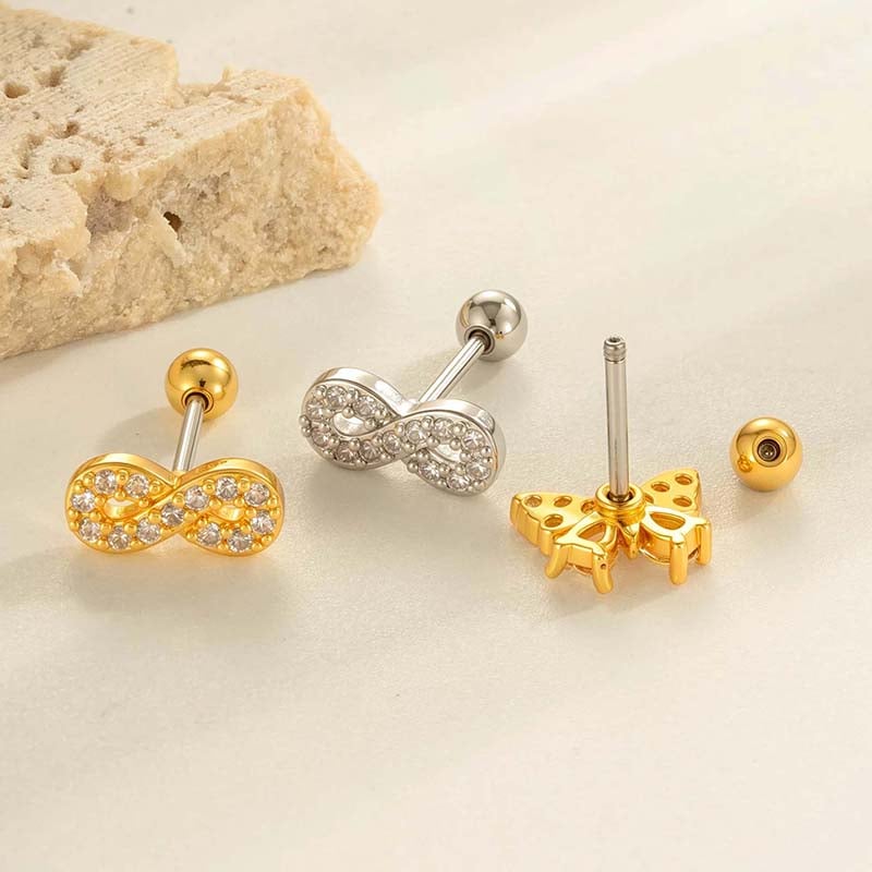 1 pieza elegante pendientes de mariposa de cobre dorado con circonitas para mujer Imagen3