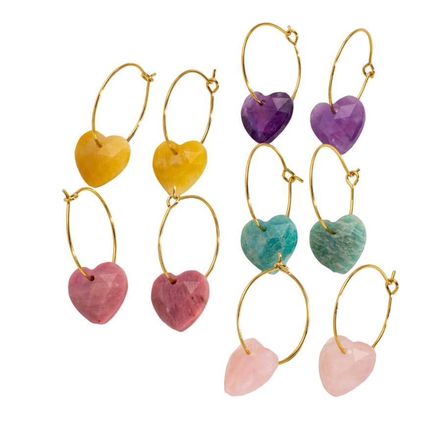 1 Pair Simple Series Elegant Heart Natural Stones Women's Hoop Earrings Picture5
