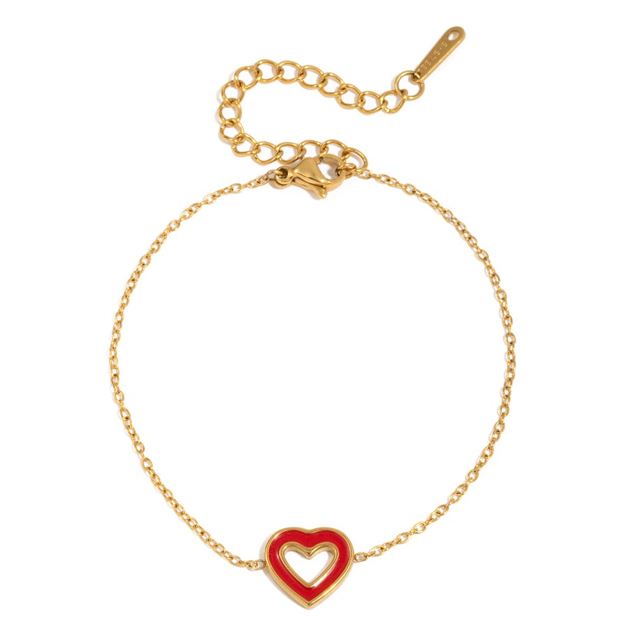 Pulseras con dijes de corazón de acero inoxidable color dorado para mujer, 1 pieza 