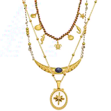 1 Piece Chic Stainless Steel Gold Color Natural Stone Women's Pendant Necklaces h5 Picture9