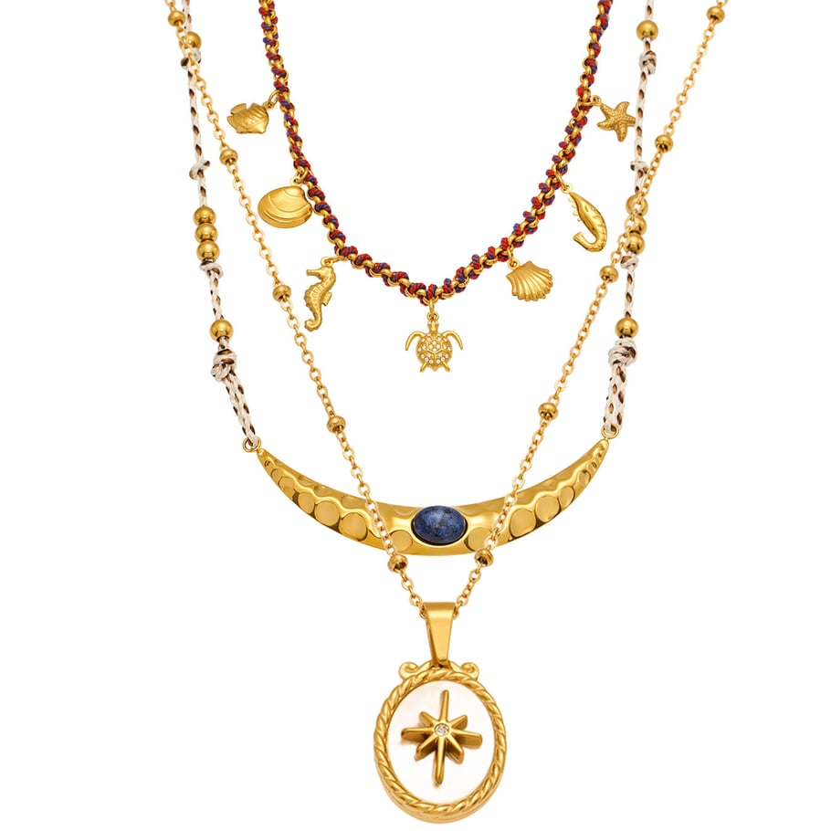 1 Piece Chic Stainless Steel Gold Color Natural Stone Women's Pendant Necklaces Picture9
