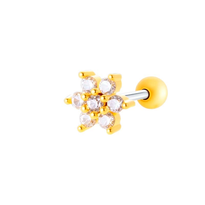 1 pieza de pendientes de perforación con garra brillante de cobre, color dorado y circonita para mujer Imagen6