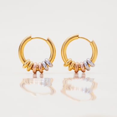 1 Pair Modern Annular Stainless Steel Gold Color Women's Hoop Earrings h5 Picture8