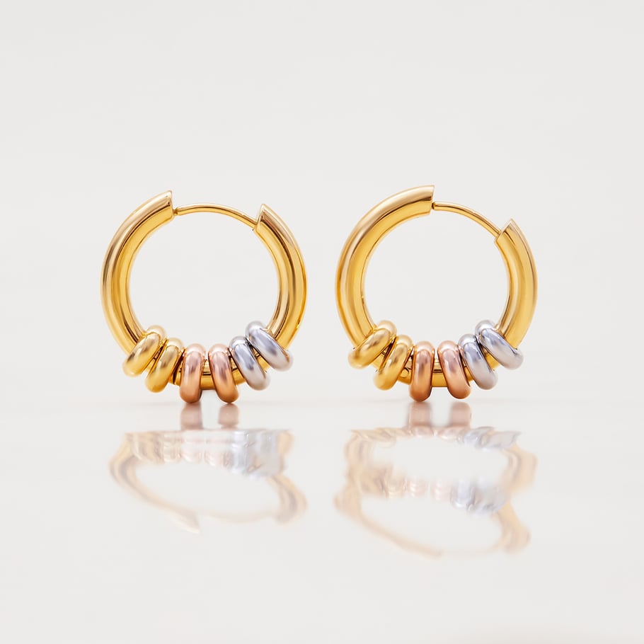 1 Pair Modern Annular Stainless Steel Gold Color Women's Hoop Earrings Picture8