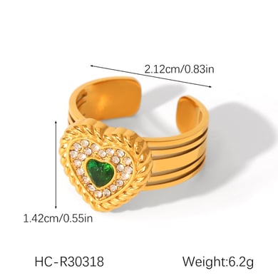 1 par de anillos de acero inoxidable con diseño de corazón de la serie Simple h5 Imagen2