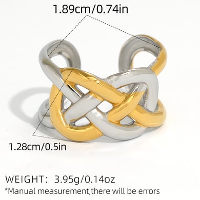 1 Piece  Casual Woven Stainless Steel  Gold Color Statement Rings h5 Picture2