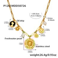 P1261-Collana con ciondolo ovale 39+5cm Immagine3