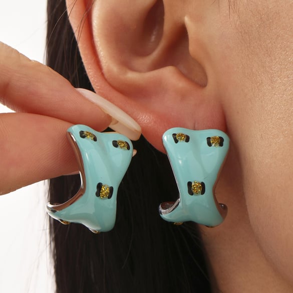 1 Pair Colorful Irregular Shape Stainless Steel Gold Color Women's Stud Earrings