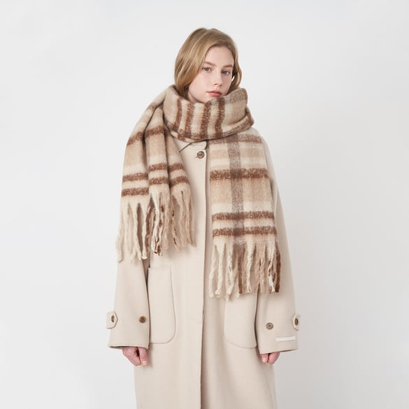 1 Stück täglich karierte Polyester-Winterschals für Damen