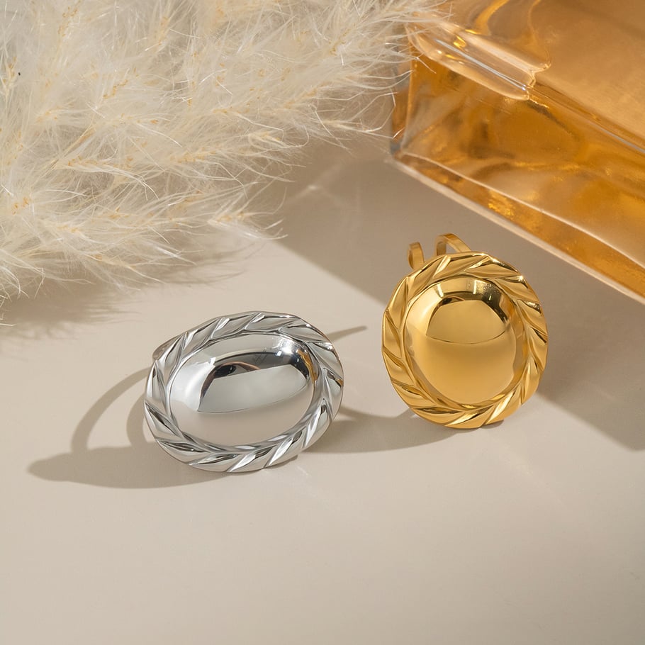 1 pezzo semplice anello irregolare in acciaio inossidabile color oro Immagine2