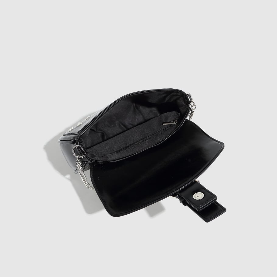 Bolso de hombro de PU con remaches punk de serie simple para mujer, 1 pieza Imagen4