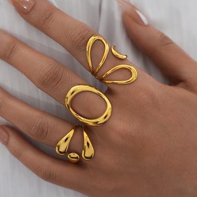 1 Piece Irregular Shape Hollowed-out Stainless Steel  Women‘s Minimalist Rings h5 Picture4