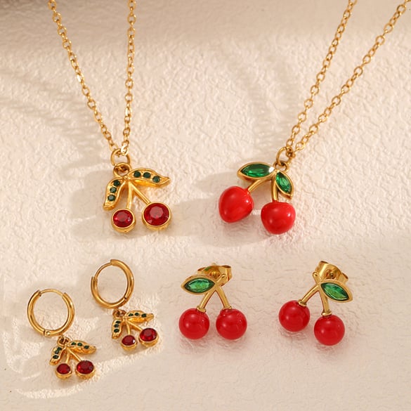 Conjunto de collar de cerezas dulces