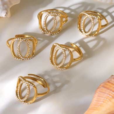 1 pezzo classico anello Infinity in acciaio inossidabile color oro con zirconi h5 Immagine6