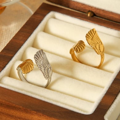 1 Piece Mixed Gold Color & Silver Colors Stainless Steel Gold Color Statement Rings h5 Picture7