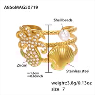 A856-Anello con perla e polpo dorato/Numero 7 Immagine5